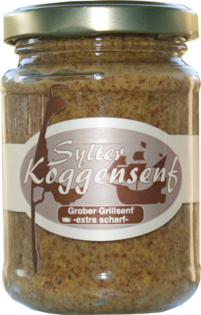 Sylter Koggensenf - Grober Grillsenf - extra scharf - 190 ml Glas