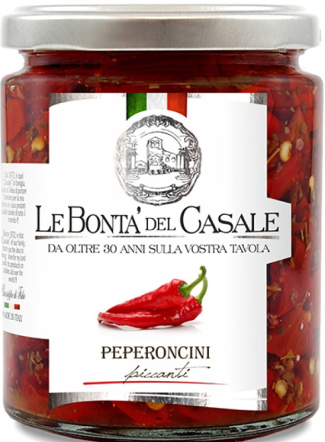 Peperoncini piccanti tagliati in Olio - scharfe Paprika in Öl - 280 g Glas