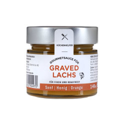 Graved Lachs Gourmet Sauce - Honig-Senf Sauce mit Orangen zu Fischspezialitäten -140 ml Glas