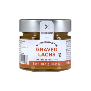 Graved Lachs Gourmet Sauce - Honig-Senf Sauce mit Orangen zu Fischspezialitäten -140 ml Glas