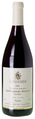 2008/2009 Weingut Landerer - Oberrotweiler Henkenberg - Spätburgunder - QbA - trocken, 0,75 L